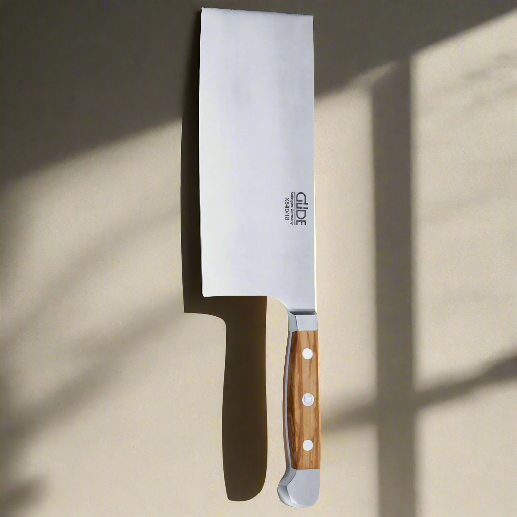 ALPHA OLIVE | Chinesisches Kochmesser 8" Klinge / Olivenholzgriff
