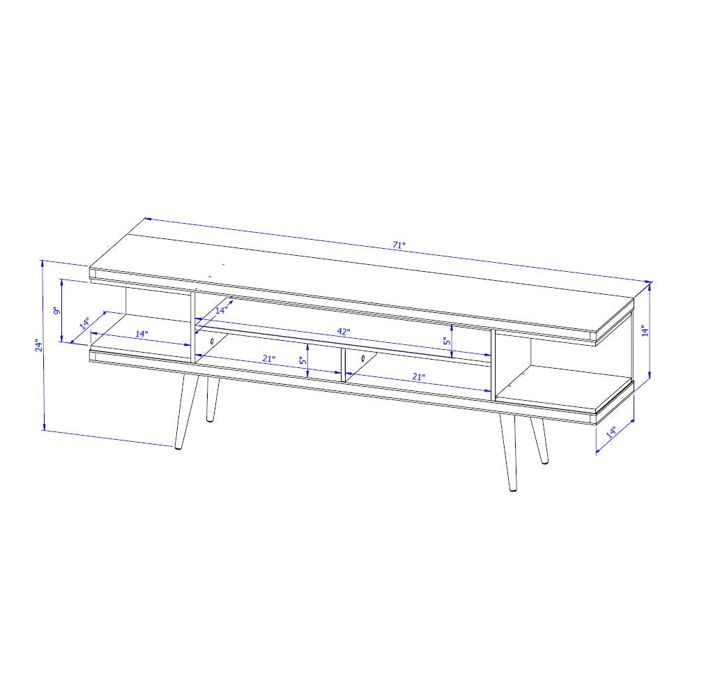 Eureka Modern 70.47" TV-Lowboard mit 4 Ablagen – Weiß Hochglanz/Ahorn Creme