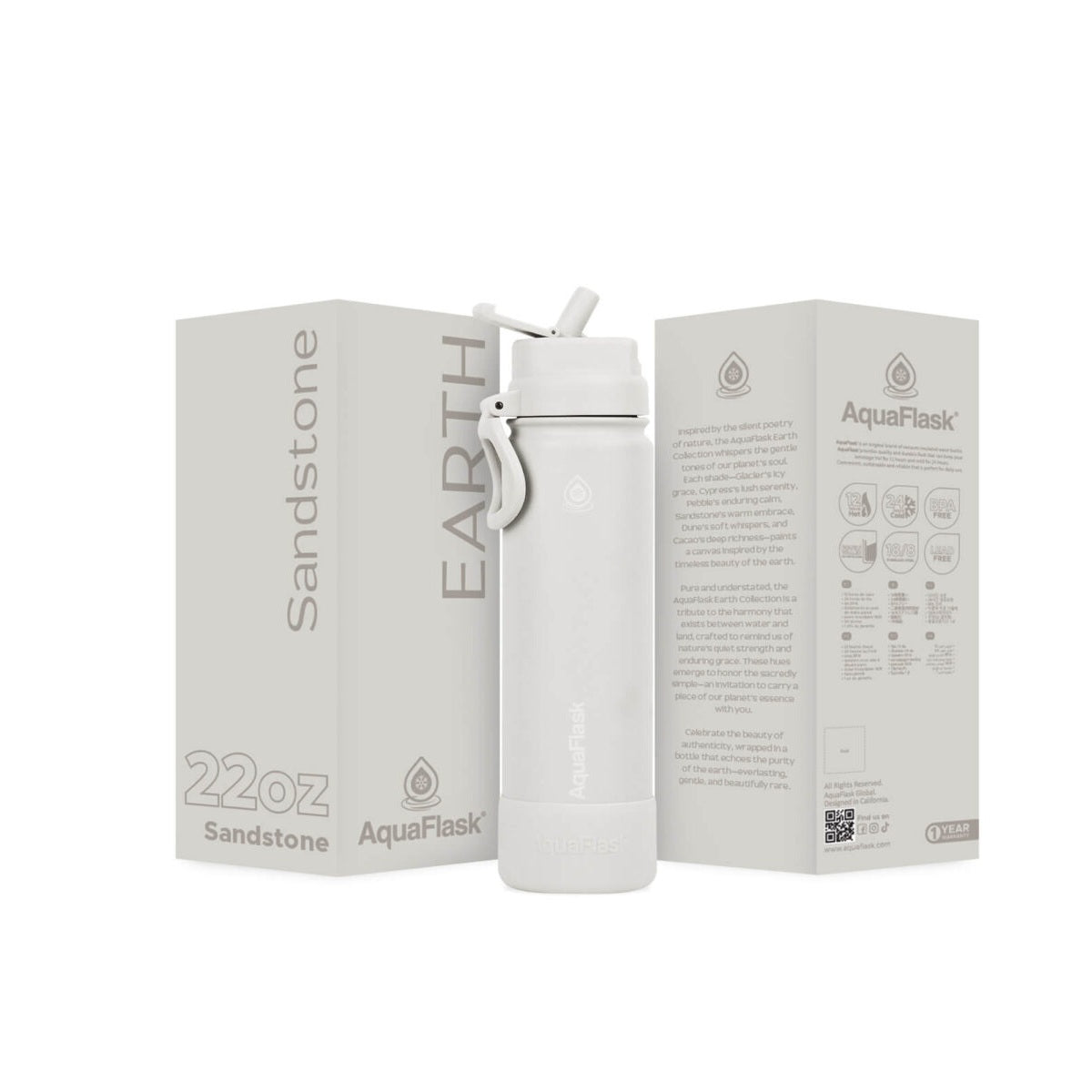 AquaFlask Earth Collection 22oz Edelstahl-Trinkflasche – Isoliert, hält 12 Std. heiß, 24 Std. kalt