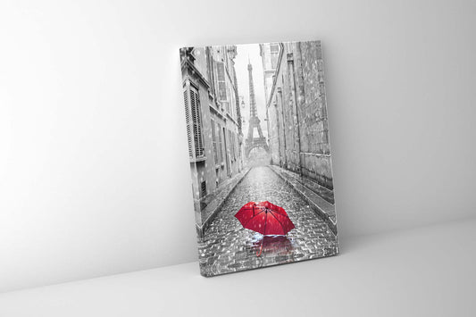 Leinwandbild-Roter Regenschirm Eiffelturm-Gedrucktes Kunstwerk