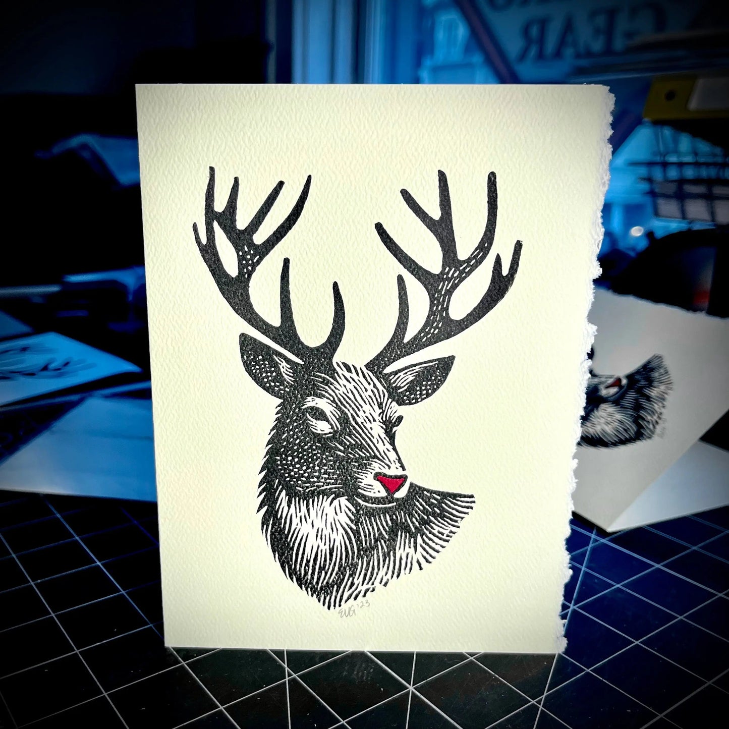 Guide My Slay Tonight Weihnachtskarte | LINOLSCHNITTKARTE