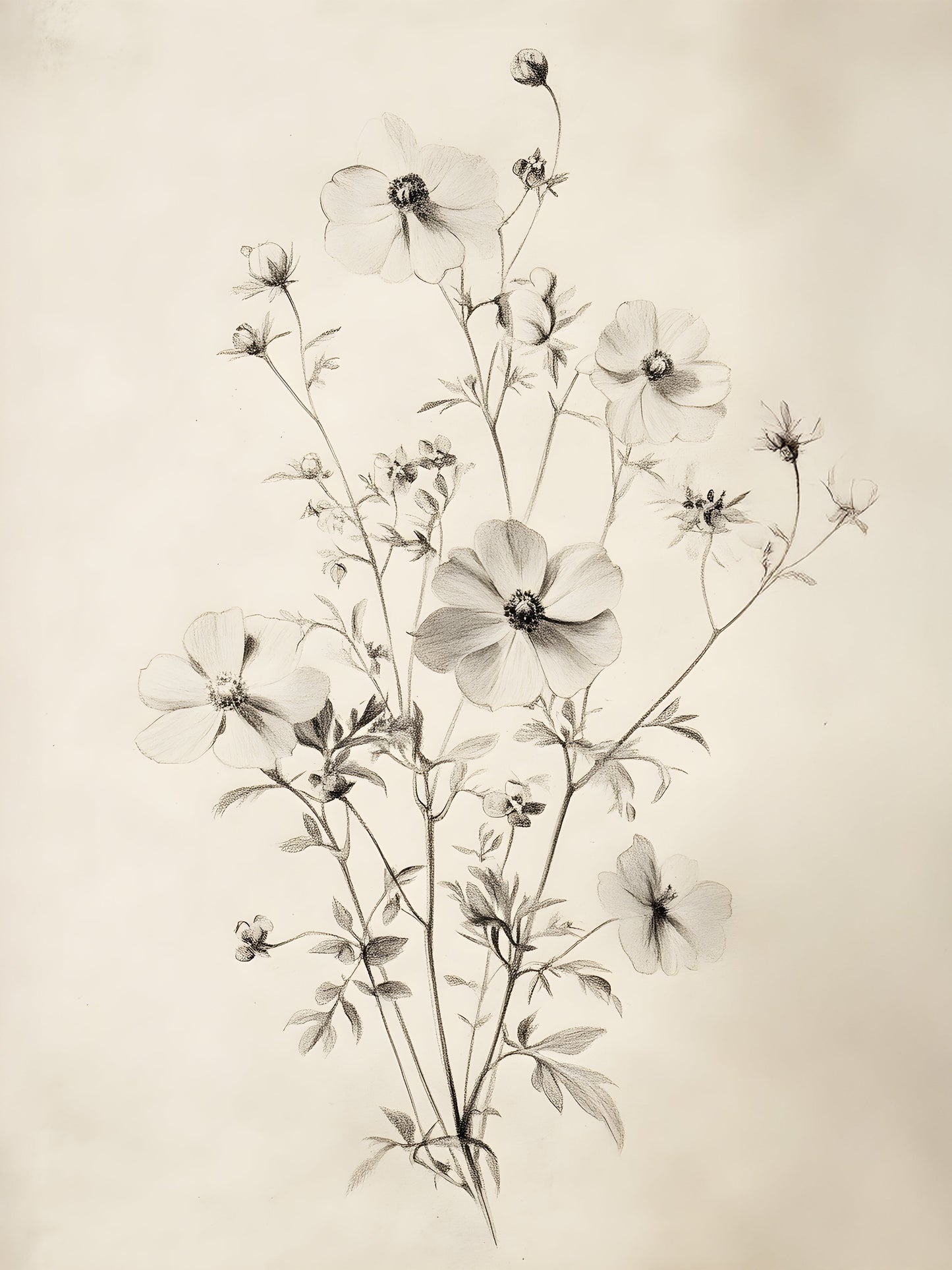 Florale Skizze 2, VINTAGE RAHMEN