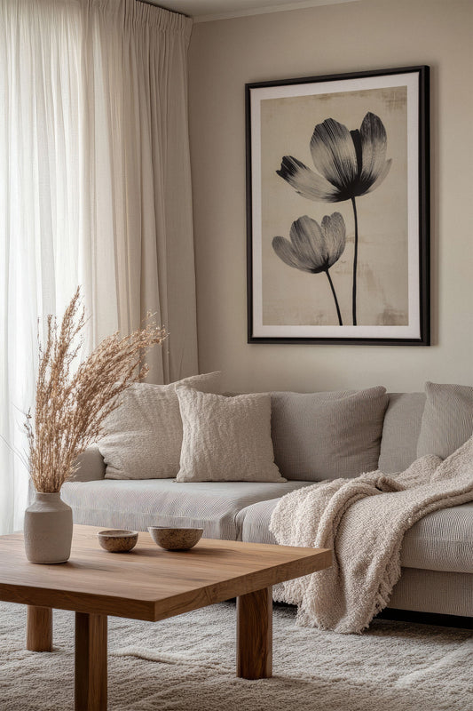 EBONY FLOWERS, Werk auf gespannter Leinwand