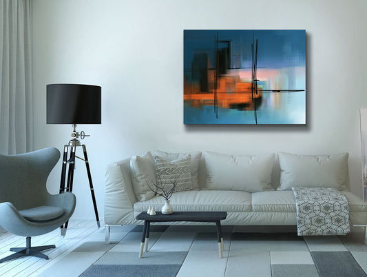 Wandbild-Blautöne Abstrakt- Leinwandbild - RGB Lack #4836-105