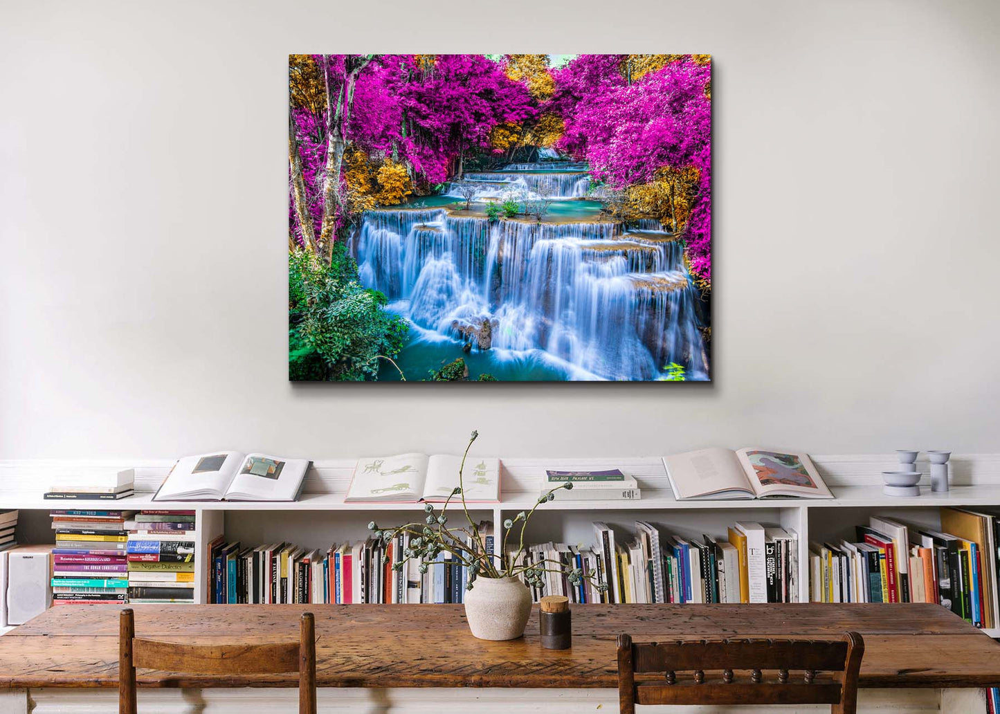 Tierwelt-Wandkunst – Majestätische Wasserfalllandschaft – Leinwanddruck