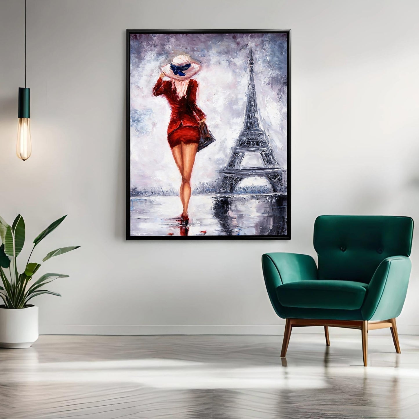 Wandbild Mädchen Eiffelturm-Kunstdruck-Wanddekoration-Abstrakt