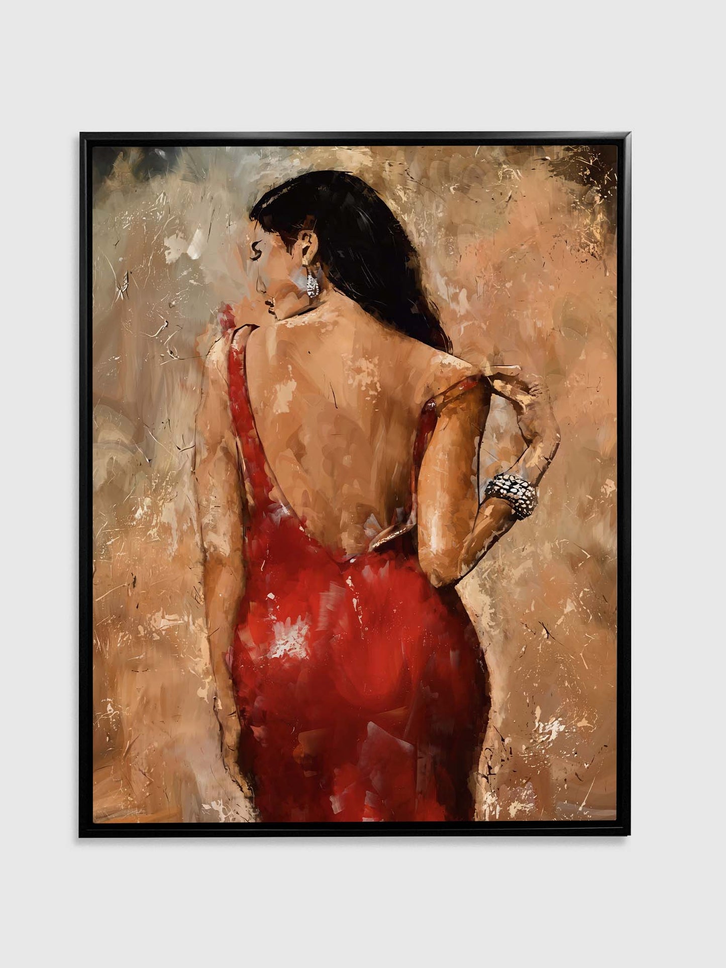 Dame in Rot Leinwandbild 48X36