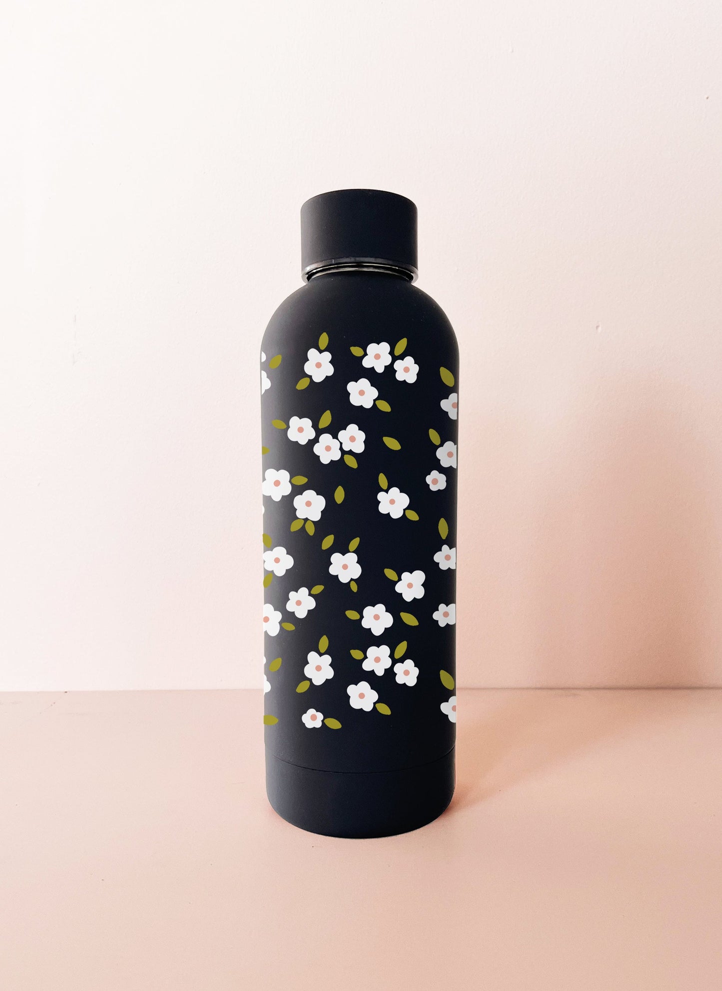 Edelstahlflasche 17oz - schwarz weißer Bloom