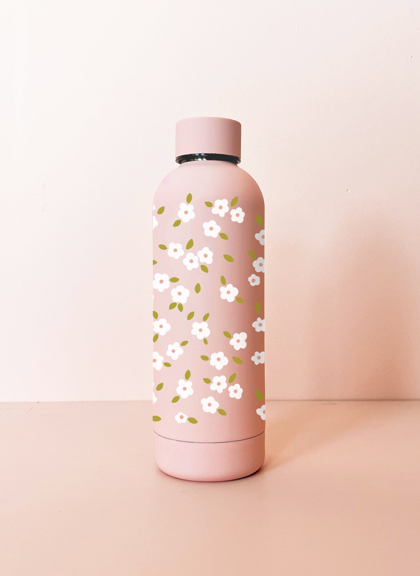 Edelstahlflasche 17oz - zartrosa Bloom weiß