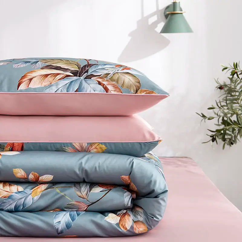 Eden 600 TC Floral-Bettwäsche-Set aus Baumwolle – Grau/Blush