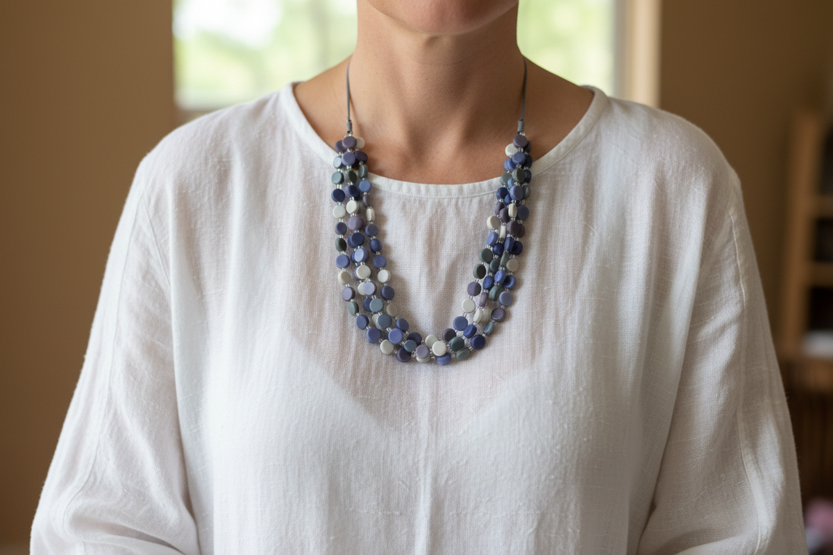 Resin & Glass Bead Disc Necklace