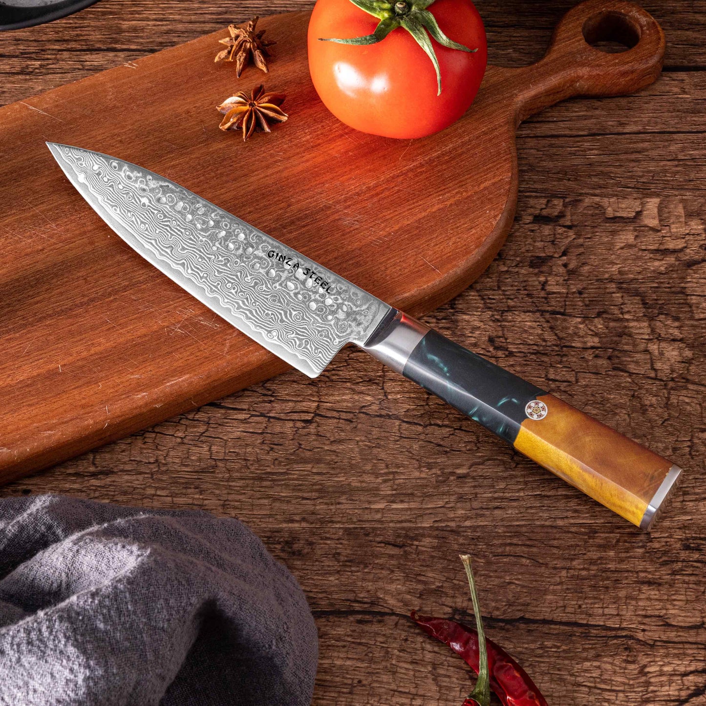 Kaze Katana | Kochmesser 15 cm Damast VG10 Stahl 67 Lagen