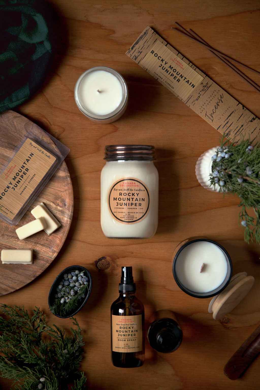 Rocky Mountain Juniper: wood wick soy candle 8oz