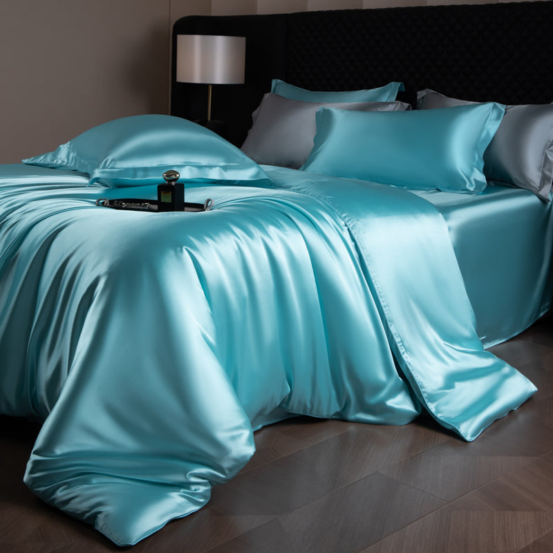 Lustre Luxe Elegantes Bettbezug-Set - Wasserblau