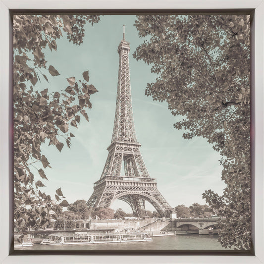 Wandbild PARIS Eiffelturm & Seine | urbaner Vintage-Stil