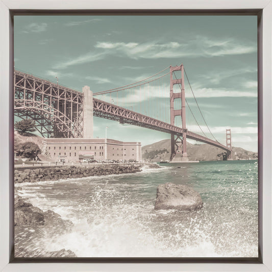 Wandbild GOLDEN GATE BRIDGE Küstenimpression | urbaner Vintage-Stil