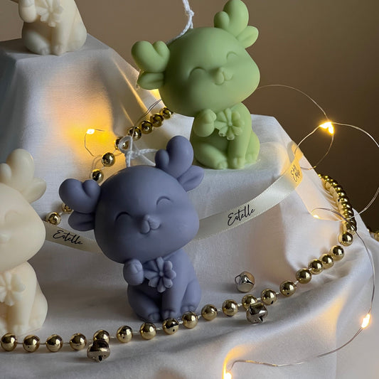 Handgemachte Weihnachtsrentier-Sojakerze: Weihnachtsdeko-Geschenk