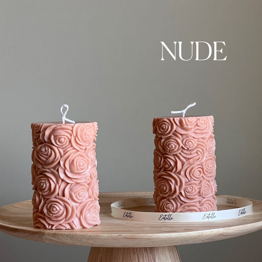 Handgemachte Rose Sojawachs Säulenkerze | Ungeduftete Dekokerze