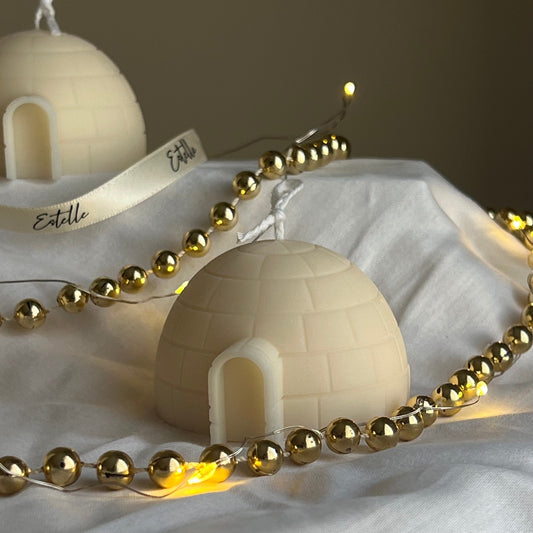 Handgemachte Iglu-Kerze: Weihnachtsdekoration, Sojakerze