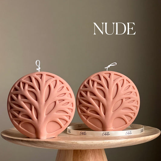 Handgemachte Runde Baum-Medallion-Kerze | Dekorative Stumpenkerze