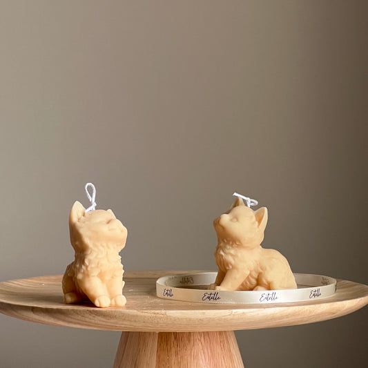 Handgemachte Kitty Sojawachskerze | Dekorative Säulenkerze
