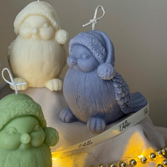 Von Hand gegossene Weihnachts-Vogel-Sojakerze: Feiertagsdekor-Geschenk