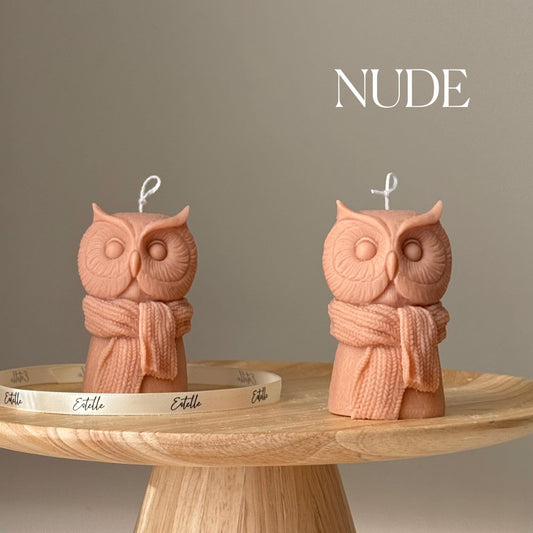 Handgemachte Eulen-Sojakerze: Skulpturales Kunstgeschenk