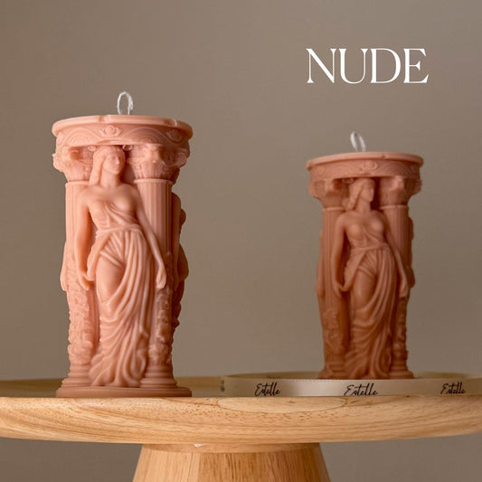 Karyatiden-Säule aus Sojawachs: Handgemachte Wohndekoration