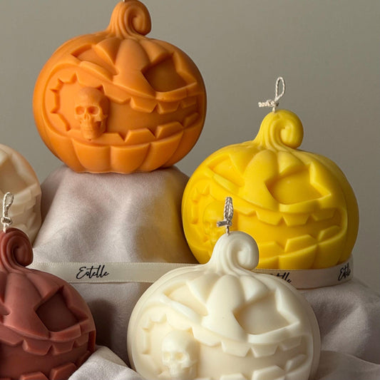 Große Kürbiskern-Sojawachskerze: Herbstdeko, Herbstgeschenk