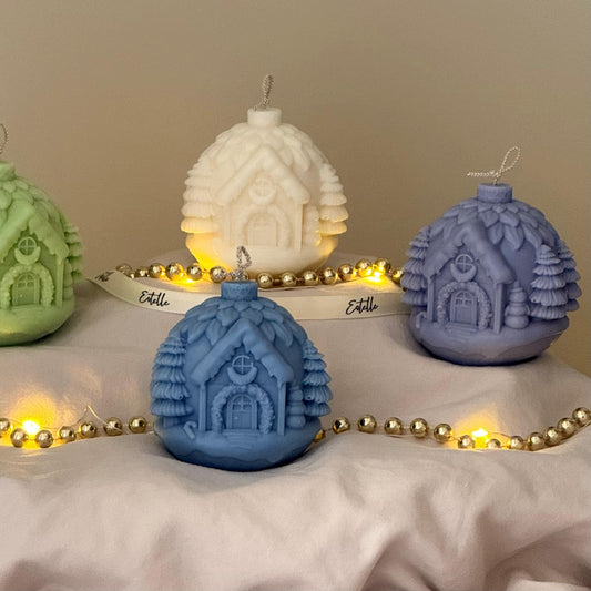 Handgemachte Schneehüttenkerze: Skulpturales Weihnachtsdekorationsgeschenk