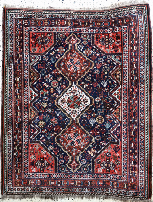 Persian Qashqai Rug | 4' x 5' 1"