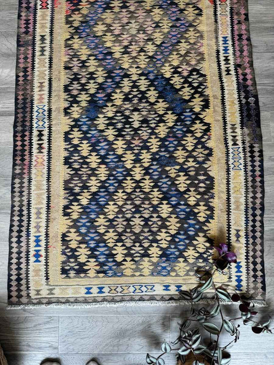 Persian Qazvin Kilim Runner | 3' 3" x 8' 11"