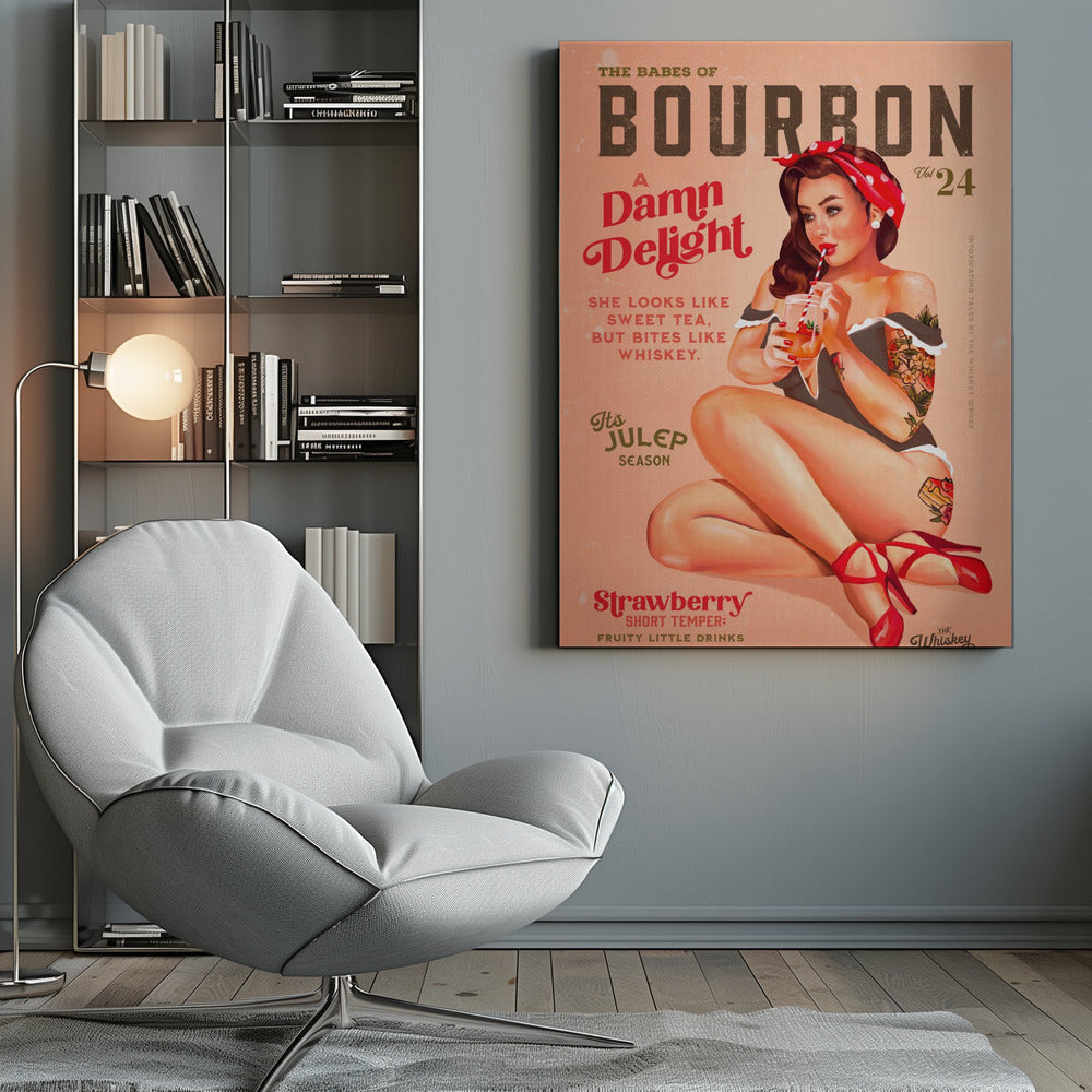Wandkunst Babes of Bourbon Bd. 22 Vintage Pin-up Girl beim Cocktailschlürfen