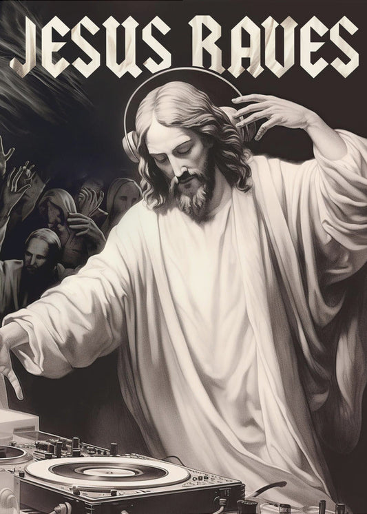 Wandkunst Jesus tanzt ausgelassen