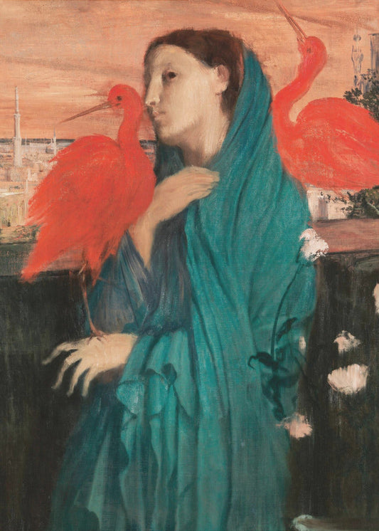 Wandbild Junge Frau mit Ibis