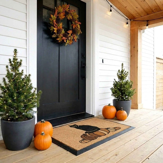 pumpkin+cat rectangular doormat set