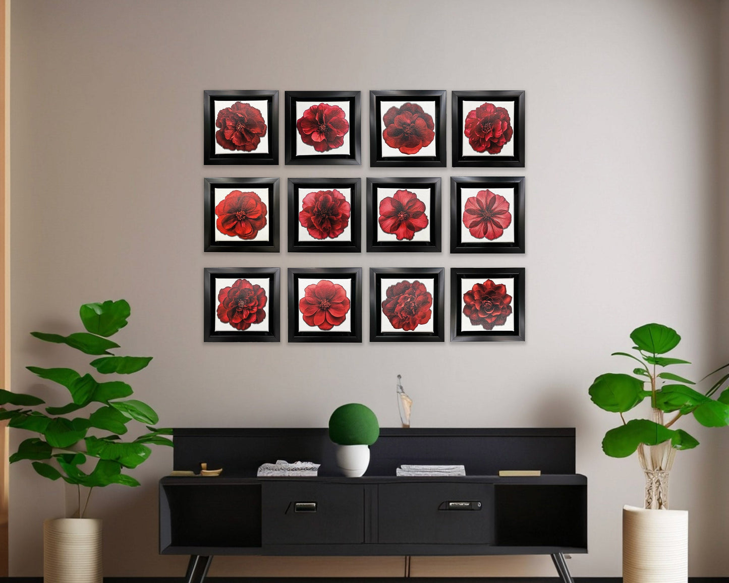 Set aus 12 gerahmten Mini-Leinwänden mit Kunstmotiven