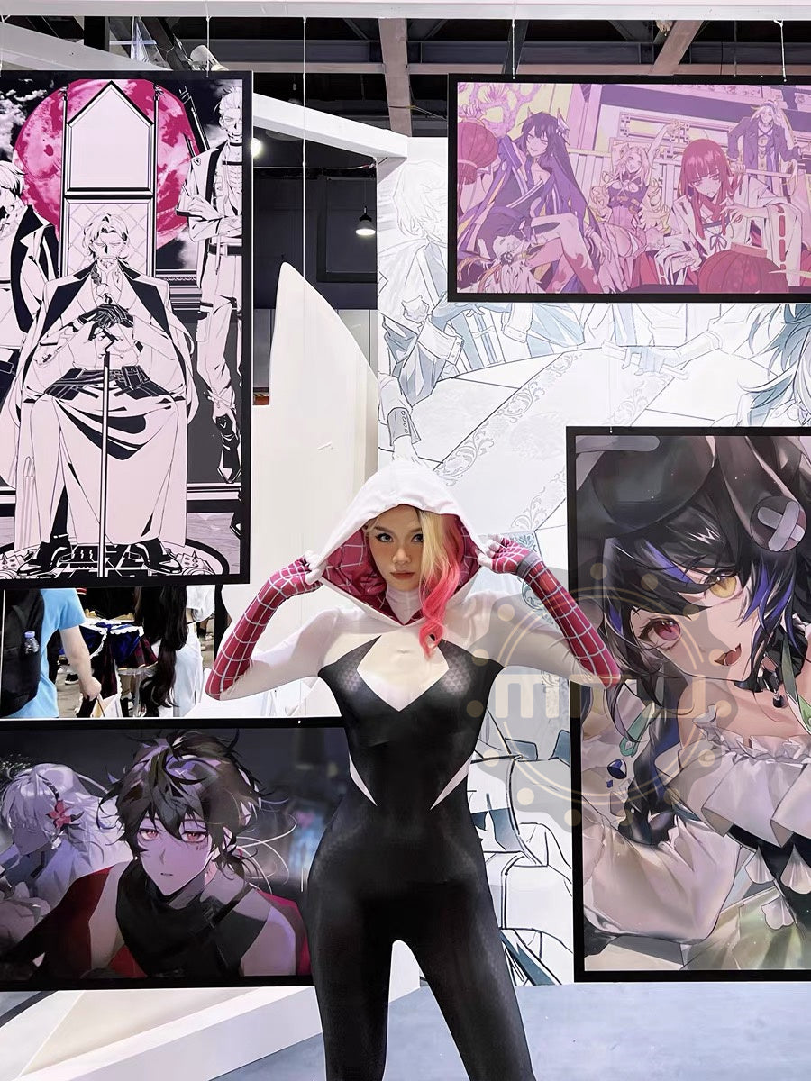 Super Hero Spider Gwen Cosplay Full Bodysuit Halloween Costume Zentai