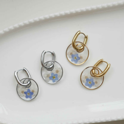 Boucles d'oreilles Thalia myosotis - rond 20mm