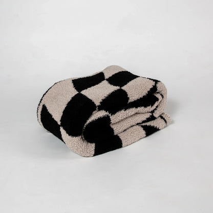 Tap Shoe & Rainy Day Wavy Checker Print Überwurfdecke