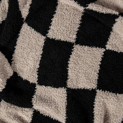 Tap Shoe & Rainy Day Wavy Checker Print Überwurfdecke
