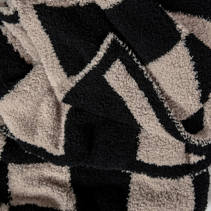 Tap Shoe & Rainy Day Wavy Checker Print Überwurfdecke