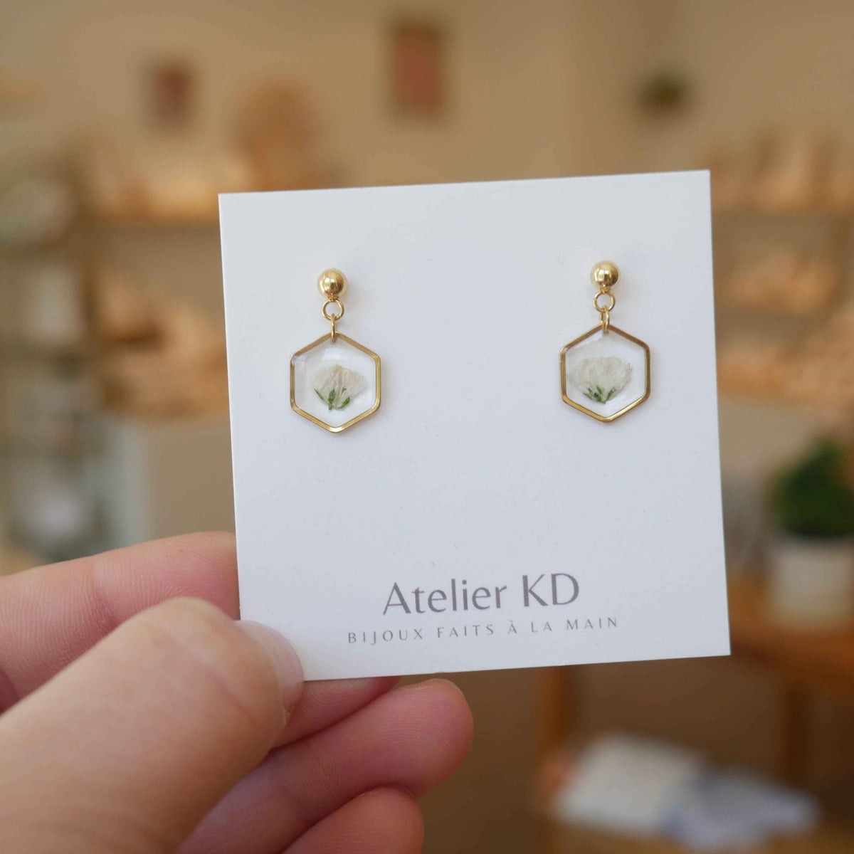 Boucles d'oreilles Gigi blanc - hexa