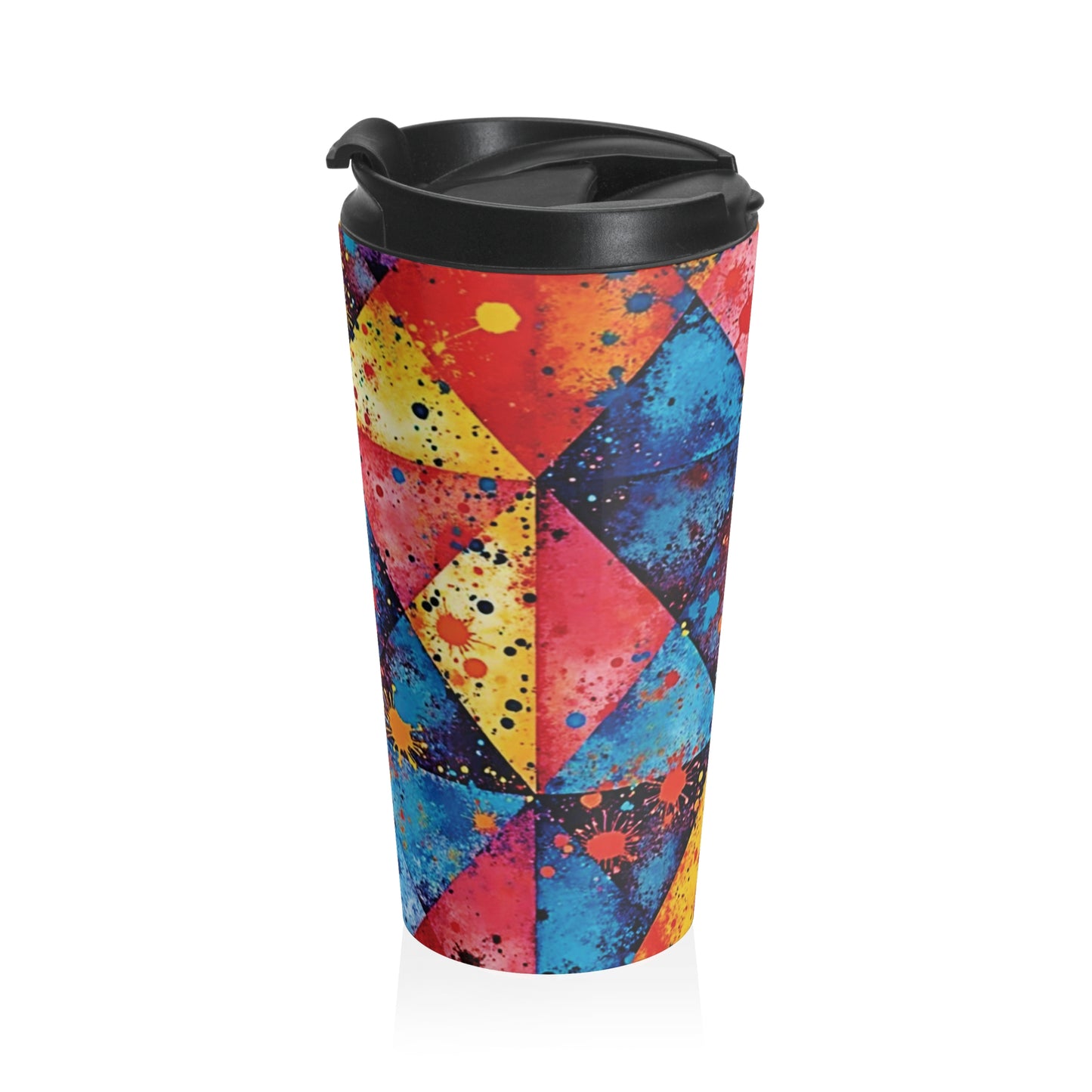 Colorful Geometric Splash Travel Mug — Stainless Steel Insulated Tumbler - AURABAGS SHOP