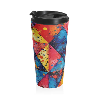 Colorful Geometric Splash Travel Mug — Stainless Steel Insulated Tumbler - AURABAGS SHOP
