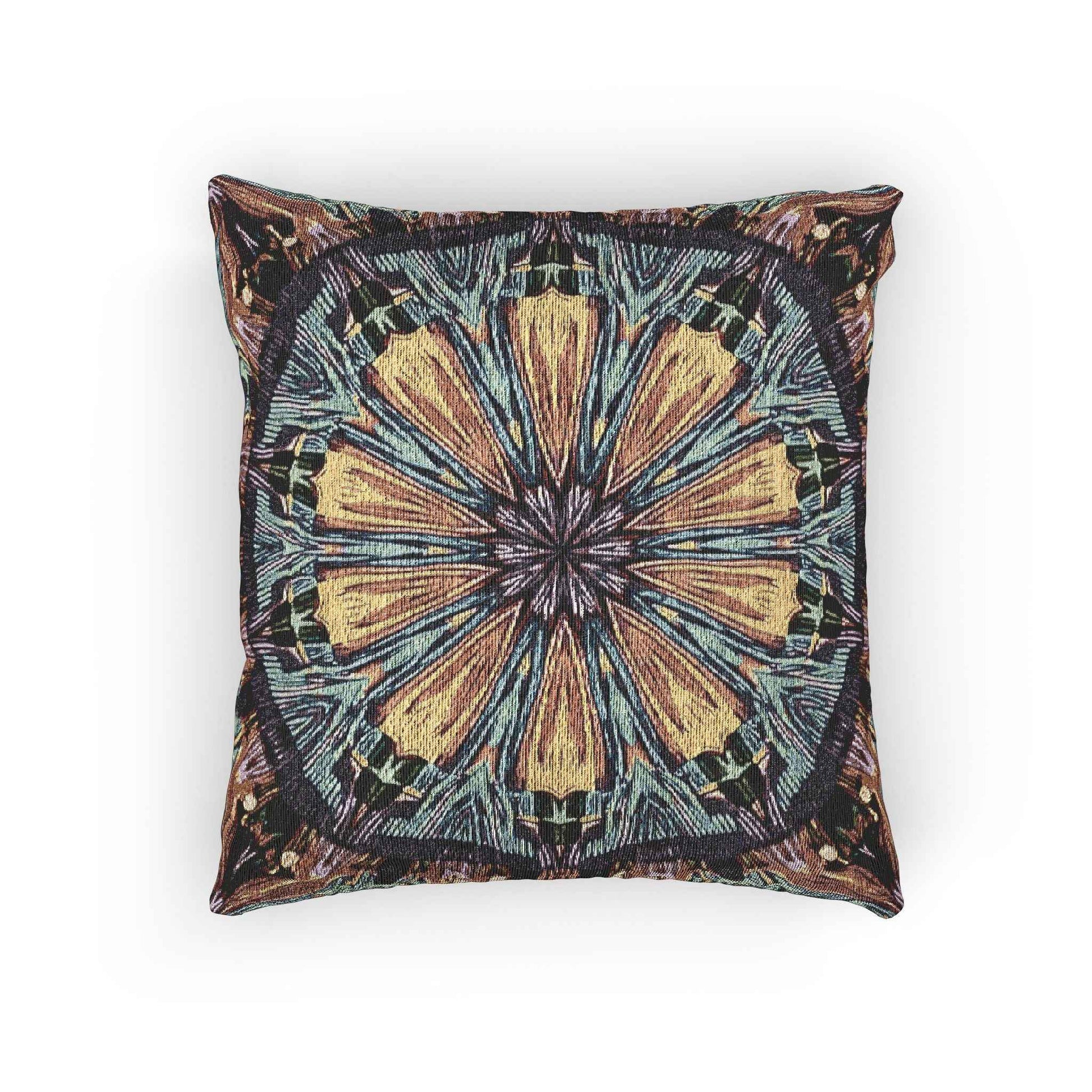 Geometric Mandala Woven Pillow | Boho Tile Decorative Cushion