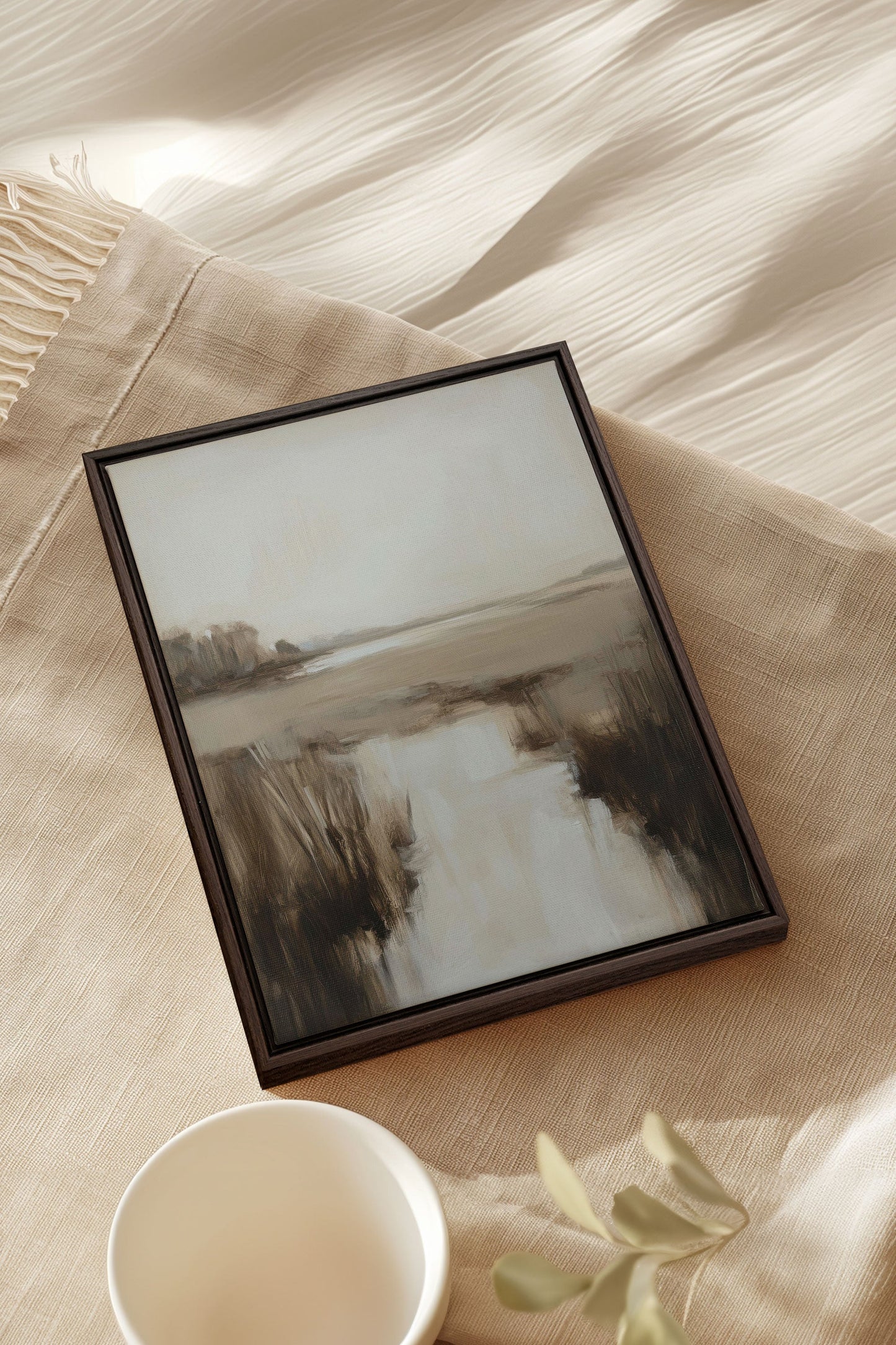 NEBELHAFT BLAUER HORIZONT, Kunst auf gespannter Leinwand