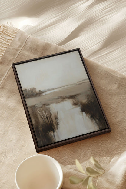 NEBELHAFT BLAUER HORIZONT, Kunst auf gespannter Leinwand