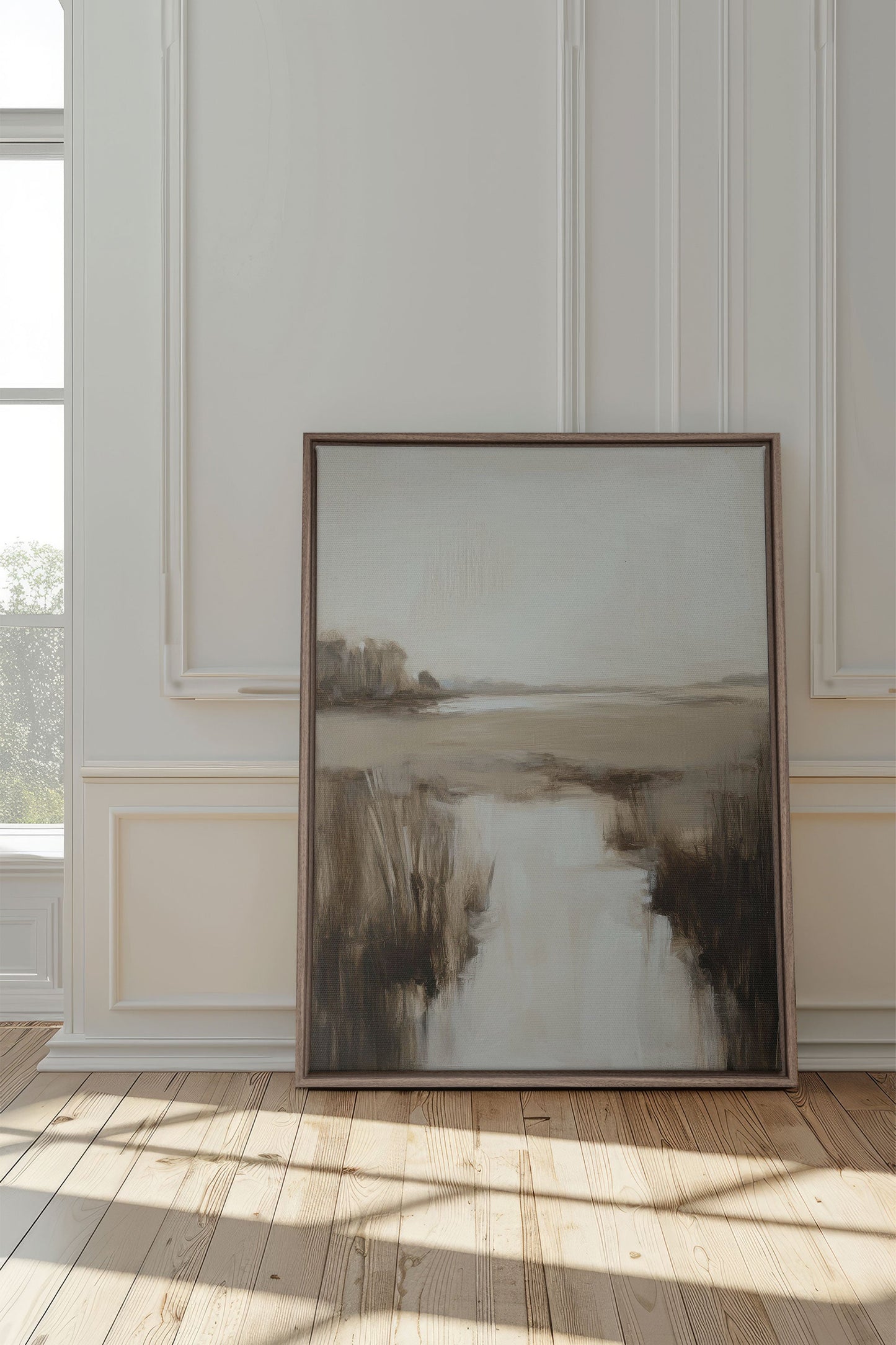 NEBELHAFT BLAUER HORIZONT, Kunst auf gespannter Leinwand
