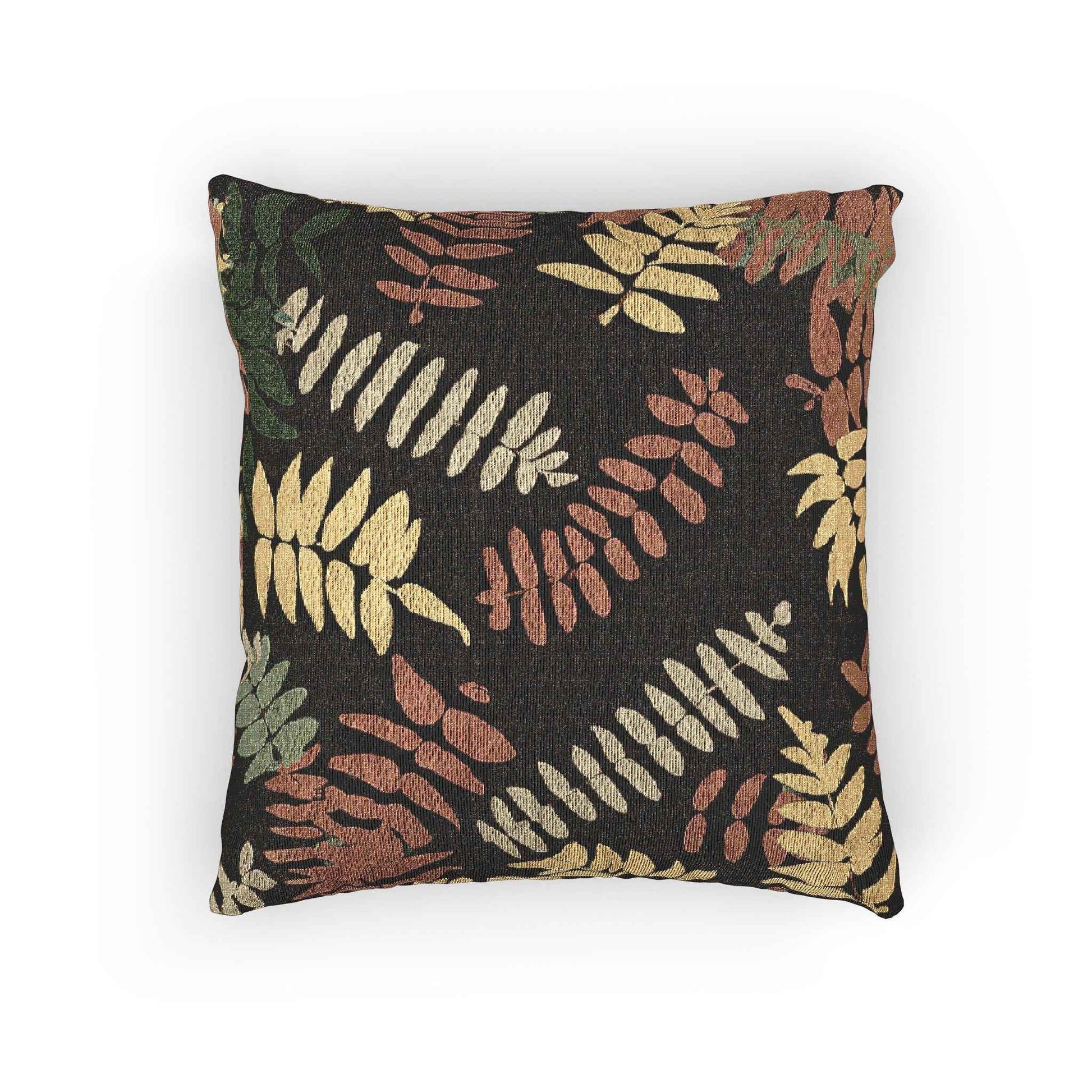 Fern Leaf Pattern Woven Pillow, Retro Botanical Throw Pillow | Earth Tone Leaves
